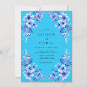 Invitación Boda lírica flor de cielo azul