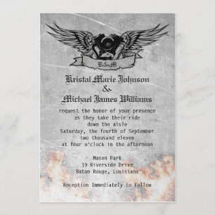 Invitación Boda llameante del motorista