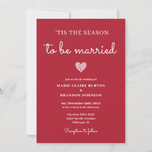 Invitación Boda Llana Invernal Navideña Roja