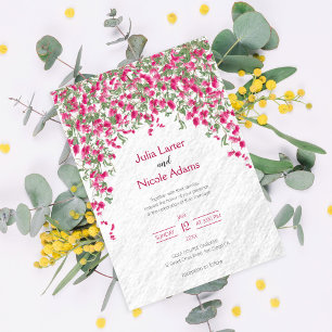 Invitación Boda Lluvia de Bougainvillea Rosa en el Bosque Tro