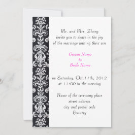 Invitación boda, los padres de Groom invitan a damasco negro