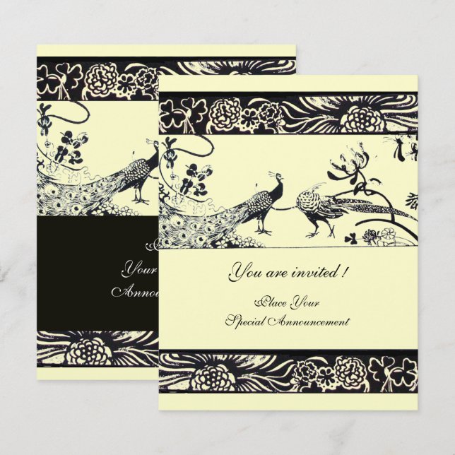 Invitación BODA LOVE BIRDS ,papel metálico negro ,plata (Anverso / Reverso)