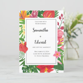 Invitación Boda Luau de Hojas Tropicales Casándose
