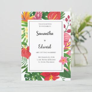 Invitación Boda Luau Hojas Tropicales Casándose Boda