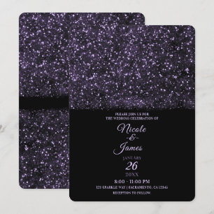 Invitación Boda Luces Brillantes Destellantes Purpura