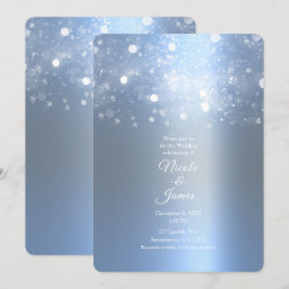 Invitación Boda Luces Brillantes Plateadas Azul Hielo de Invi
