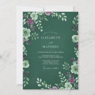 Invitación Boda Lujosa Forestal con Hojas de Ciruela