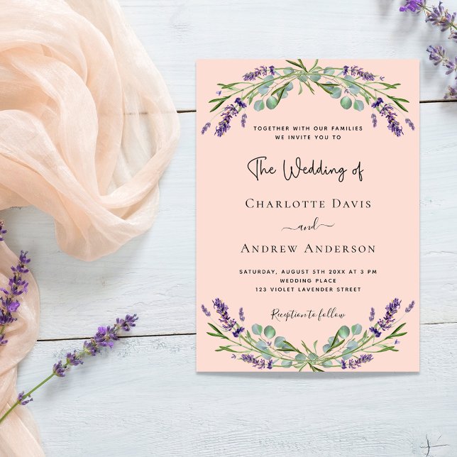 Invitación Boda lujoso de flores de lavanda de pato (Subido por el creador)