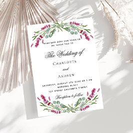 Invitación Boda lujoso de flores rosas de lavanda