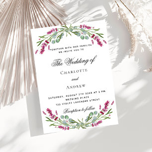 Invitación Boda lujoso de flores rosas de lavanda