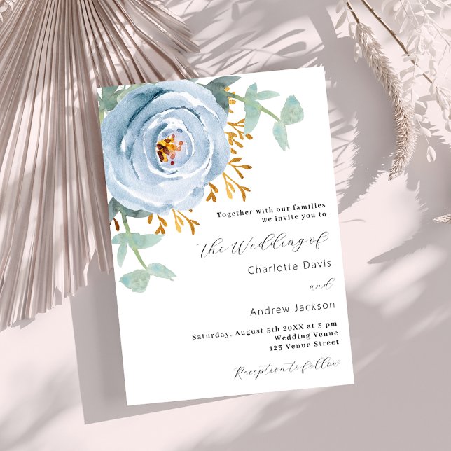Invitación Boda lujoso de vegetación floral azul turquesa (Subido por el creador)