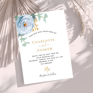 Invitación Boda lujoso de vegetación floral azul turquesa