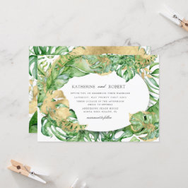 Invitación Boda lujoso del follaje tropical dorado