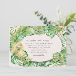 Invitación Boda lujoso del follaje tropical dorado