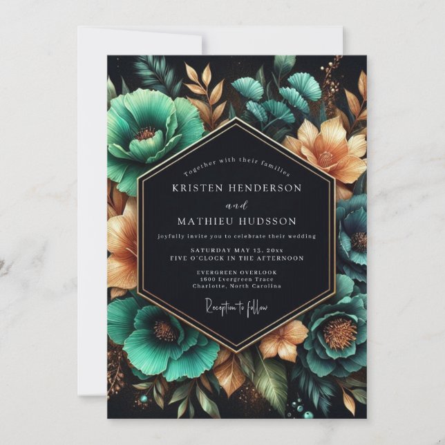 Invitación Boda Luminosa Ámbar Verde (Anverso)