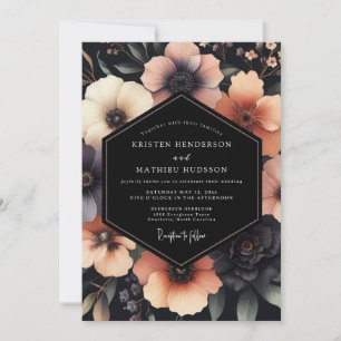 Invitación Boda Luminosa Carbón y Melocotón