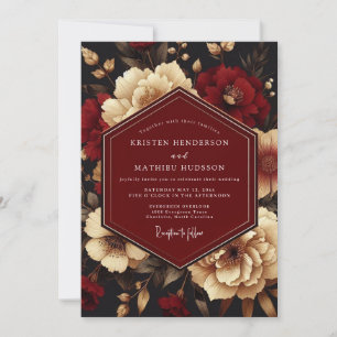 Invitación Boda Luminosa de Marfil y Borgoña