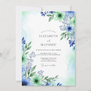 Invitación Boda luminosa de primavera azul aciano