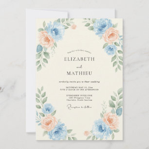 Invitación Boda luminosa de primavera azul cielo