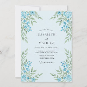 Invitación Boda luminosa de primavera en azul