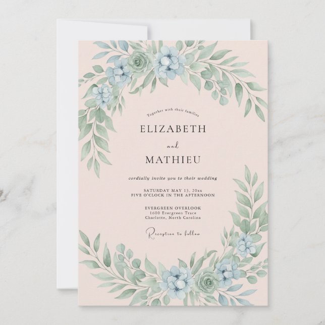 Invitación Boda luminosa de primavera en rosa rubor (Anverso)