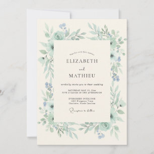 Invitación Boda luminosa de primavera en verde espuma de mar