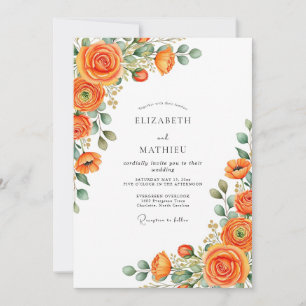 Invitación Boda luminosa de primavera naranja