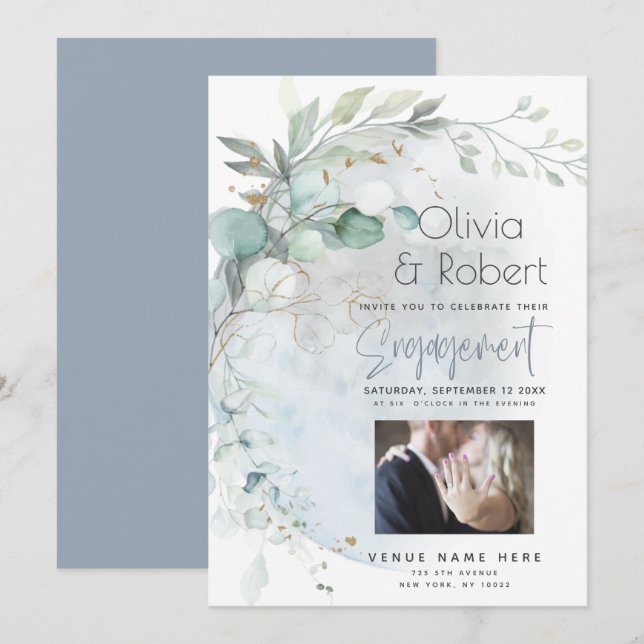 Invitación Boda | Luna de Amor en Polvo Azul (Anverso / Reverso)