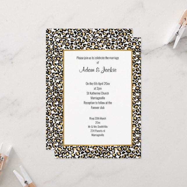 INVITACIÓN BODA LUXE LEOPARD GOLD TRIM (Anverso/Reverso In Situ)