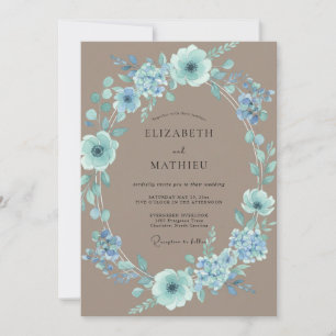 Invitación Boda Luxe Taupe Aqua Petal