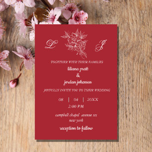 Invitación boda MAGENTA elegante de guirnalda monograma