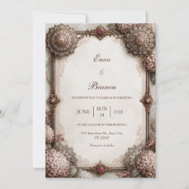 Invitación Boda Magenta Jewel Rosa Dorado