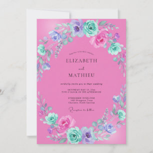 Invitación Boda Magenta Violeta Ranunculus Eucalipto Silencia