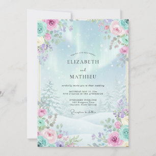 Invitación Boda Mágica de Bosque Invernal Azul Claro