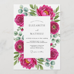 Invitación Boda mágica floral exuberante magenta