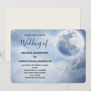 Invitación Boda Mágico Cielo Azul con Cisnes Voladores