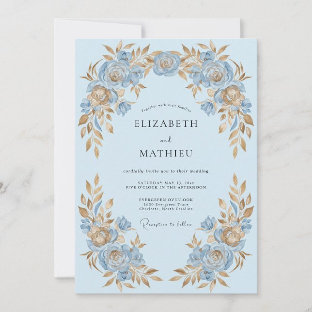 Invitación Boda Magnífica de Primavera Azul Bebé (Anverso)