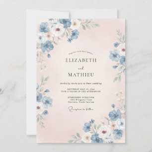 Invitación Boda magnífica de primavera azul polvoriento