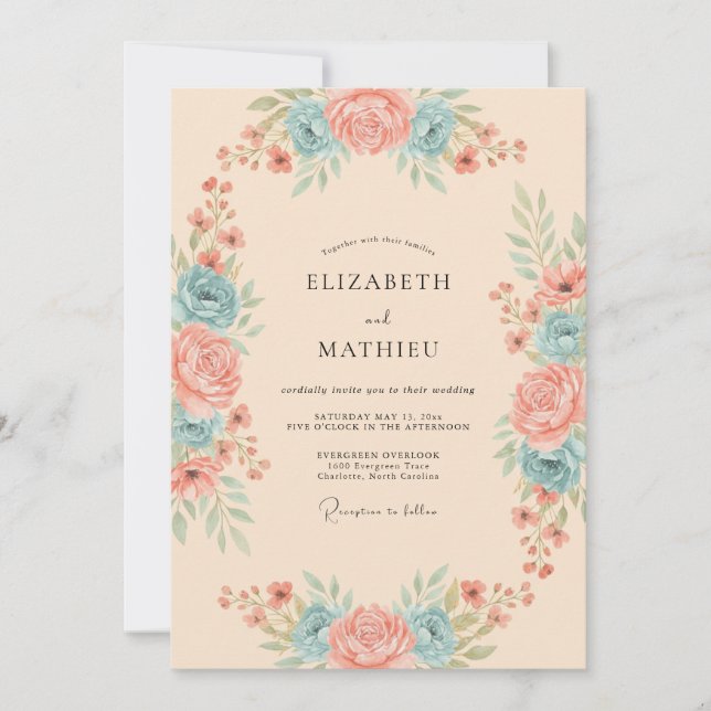 Invitación Boda Magnífica de Primavera con Melocotón (Anverso)