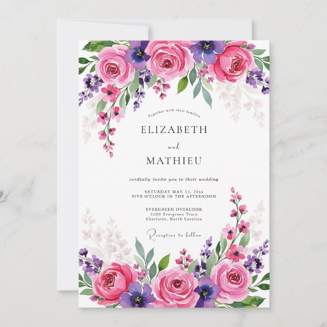 Invitación Boda Magnífica de Primavera Rosa (Anverso)