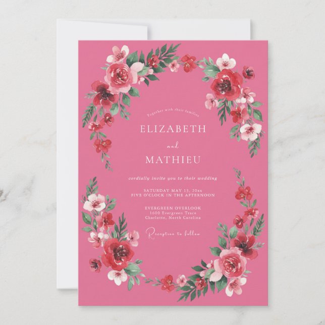 Invitación Boda Magnífica de Verano Magenta (Anverso)