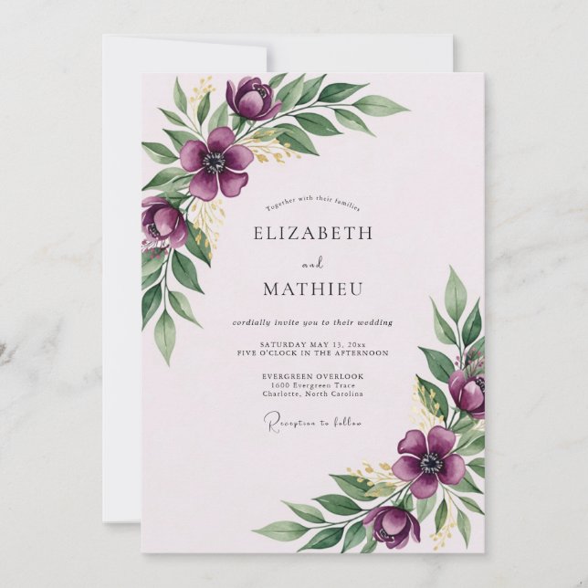 Invitación Boda Magnífica de Violeta en Primavera (Anverso)