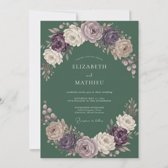 Invitación Boda Magnífica en Bosque Verde Profundo (Anverso)