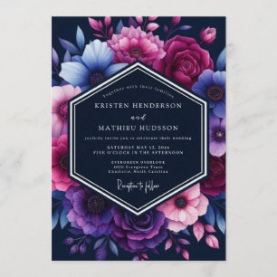 Invitación Boda Magnífica y Malhumorada de Azul Marino