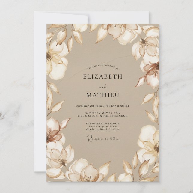 Invitación Boda Magnolia Taupe (Anverso)