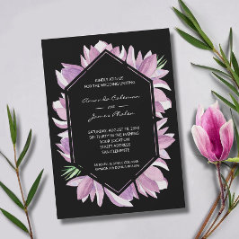 Invitación Boda Magnolias de color púrpura elegante