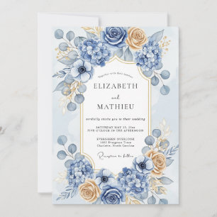 Invitación Boda majestuosa de invierno azul polvoriento