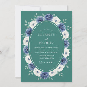 Invitación Boda Majestuosa de Invierno en Verde Teal Oscuro