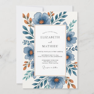 Invitación Boda majestuosa de naturaleza azul acero