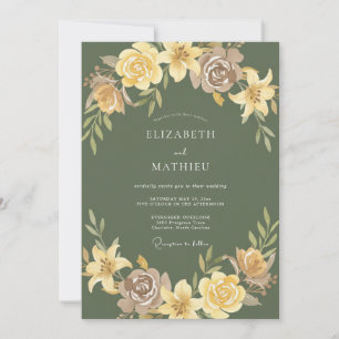 Invitación Boda majestuosa de naturaleza verde oliva